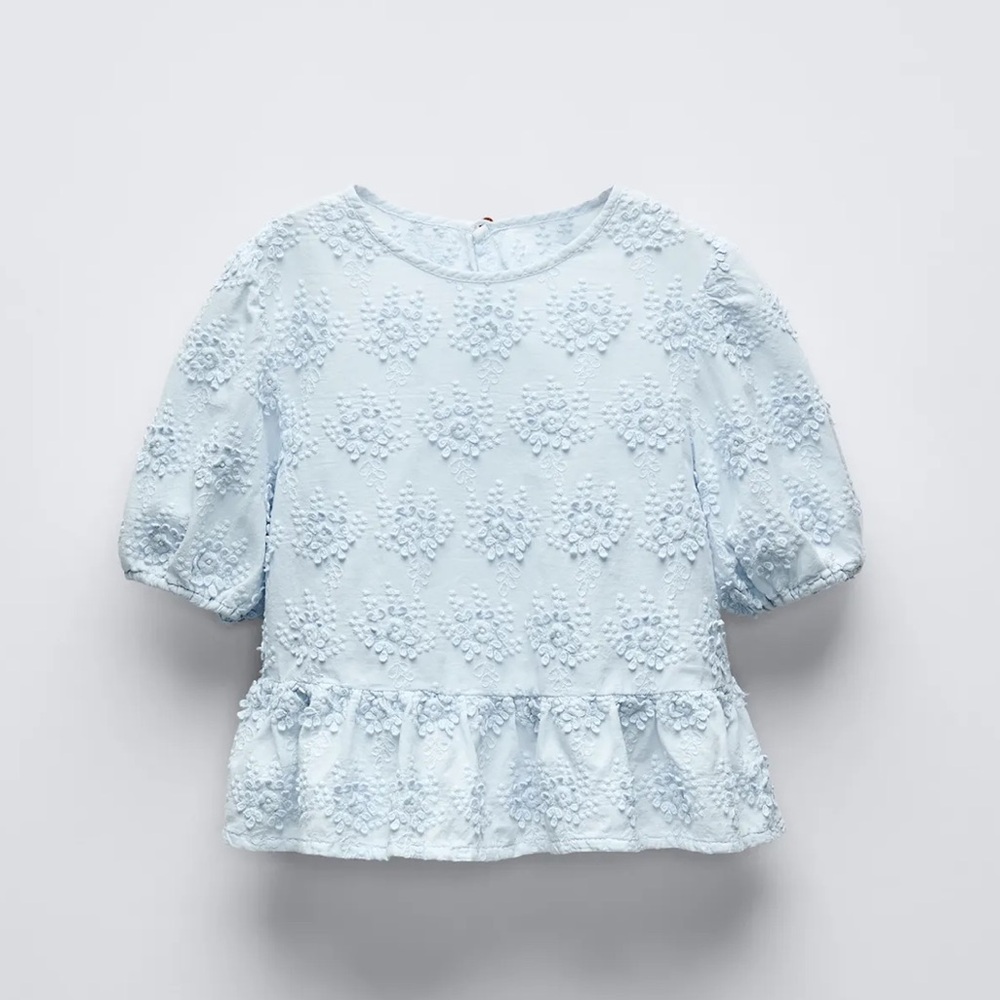 Zara Kids Light Blue Textured Blouse